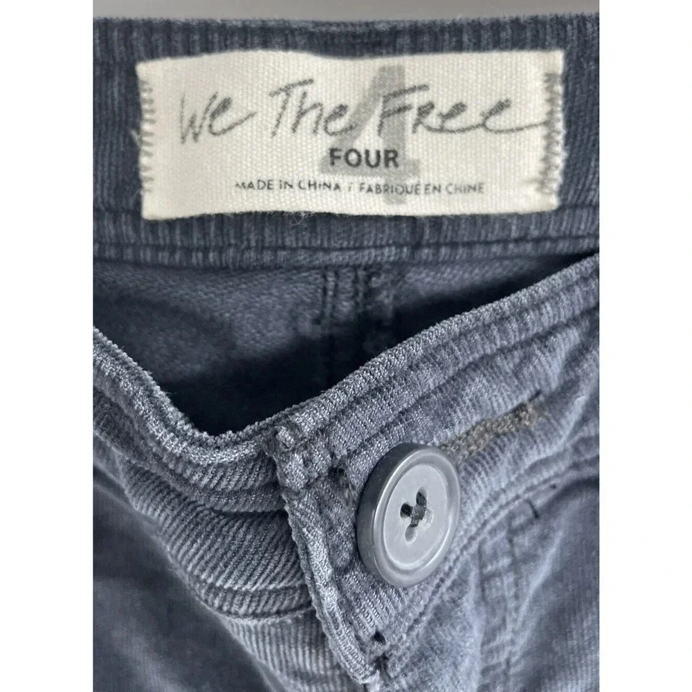 Free People Women's Fine Line Straight Leg Crop Jeans Black Corduroy Size 4 New